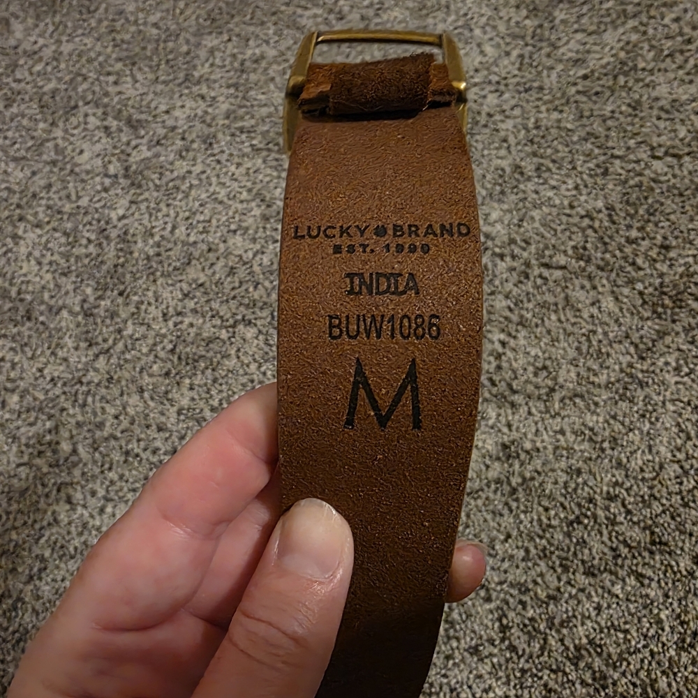 Lucky Brand Brown and Gold Embossed Leather Belt - Picture 4 of 4